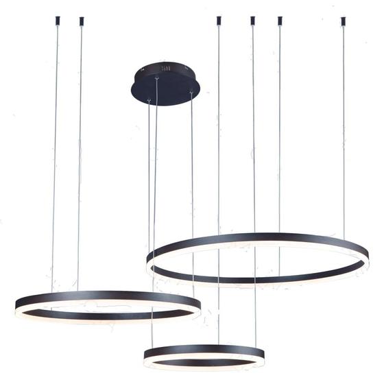 Imagem de Lustre Pendente DCD03069 Φ40Φ60Φ80CM 112W 3000K 7840LM Bivolt Metal Preto+Acrilico cabo: 3M