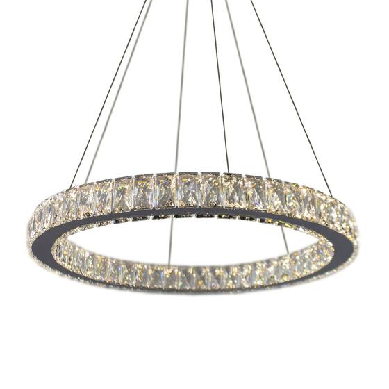 Lustre Pendente de Cristal K9 Legítimo Led Redondo Moderno Para Sala Com Controle Remoto (1 Anel G) 60cm Menor preço em Lustre Pendente de Cristal K9 Legítimo Led Redondo Moderno Para Sala Com Controle Remoto (1 Anel G) 60cm