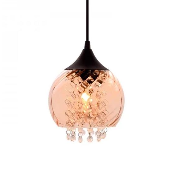 Imagem de Lustre Pendente De Cristal Vidro Ambar Bancada Preto Zan47