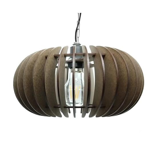 Imagem de Lustre Pendente De Madeira Mdf Mod. Sophia Pq Reto Tabaco