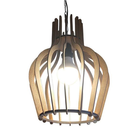 Imagem de Lustre Pendente de Madeira MDF Mod. Tulipa