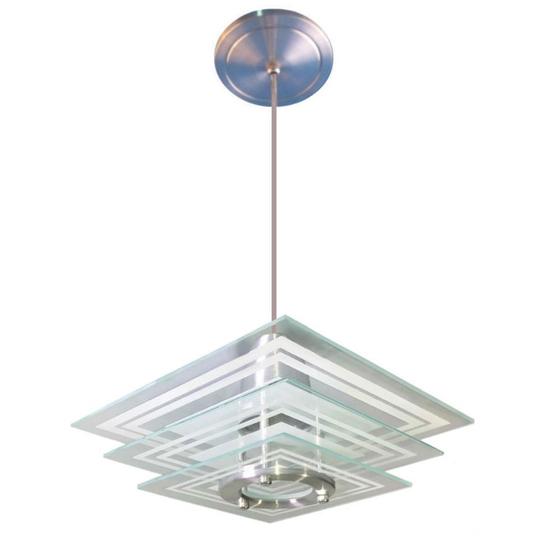 Lustre Pendente de Teto - Quadrado Branco - 3 Vidros - Para Sala, Quarto, Cozinha Menor preço em Lustre Pendente de Teto - Quadrado Branco - 3 Vidros - Para Sala, Quarto, Cozinha