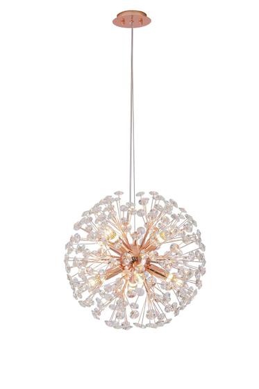 Imagem de Lustre Pendente Dente de Leão Redondo Rose Gold Cristais 8E14 45cm