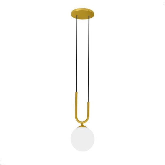 Imagem de Lustre Pendente Dourado Globo Vidro Bola 12 Cm Bivolt