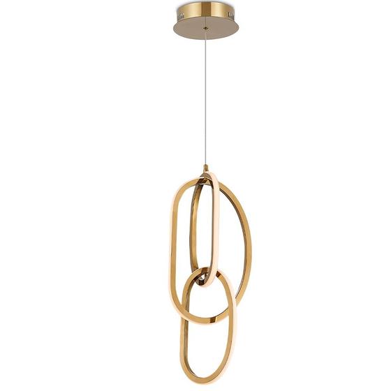 Imagem de Lustre Pendente Dourado Led 30w 3000k Tiffel 16.5x55cm Moderno Bivolt