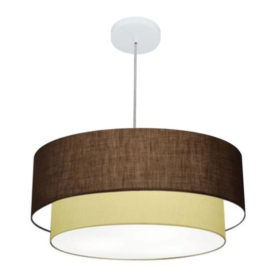 Imagem de Lustre Pendente Duplo Cilíndrico Vivare Md-4352 Cúpula Tecido 55x50cm - Bivolt