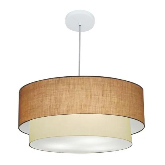 Imagem de Lustre Pendente Duplo Cilíndrico Vivare Md-4356 Cúpula Tecido 55x50cm - Bivolt