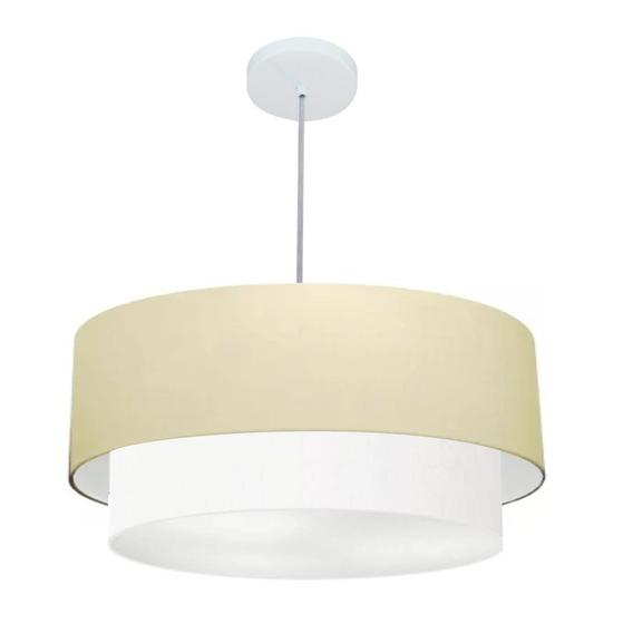 Imagem de Lustre Pendente Duplo Cilíndrico Vivare Md-4357 Cúpula Tecido 60x50cm - Bivolt