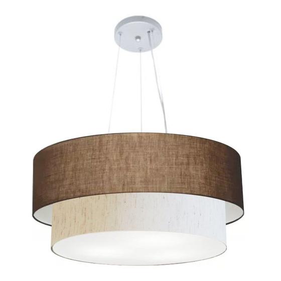 Imagem de Lustre Pendente Duplo Cilíndrico Vivare Md-4370 Cúpula em Tecido 55x50cm - Bivolt