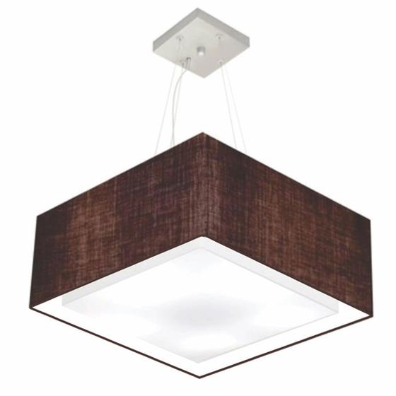 Imagem de Lustre Pendente Duplo Quadrado Md-4127 Cúpula em Tecido 25/50x50cm Café - Bivolt