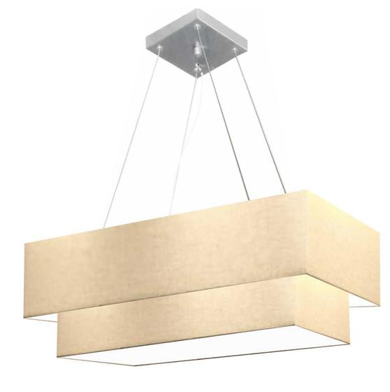 Imagem de Lustre Pendente Duplo Retangular Vivare Md-4321 Cúpula em Tecido 80x40cm x 70x30cm - Bivolt