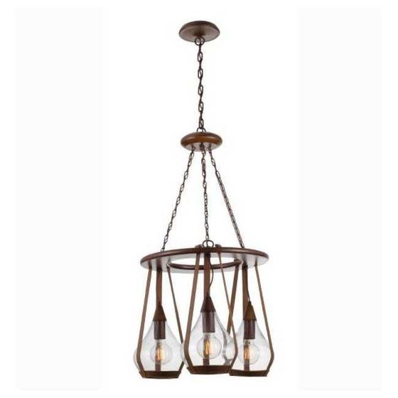 Lustre Pendente em Madeira e Vidro Belts 3 Lâmpadas Madelustre Menor preço em Lustre Pendente em Madeira e Vidro Belts 3 Lâmpadas Madelustre