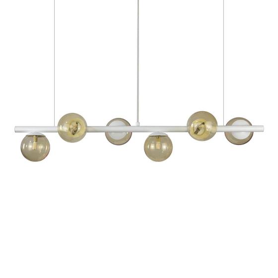 Imagem de Lustre Pendente Figo BRANCO - 6 Globos Esfera Vidro Âmbar