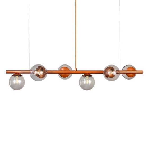 Imagem de Lustre Pendente Figo BRONZE - 6 Globos Esfera de Vidro Fume