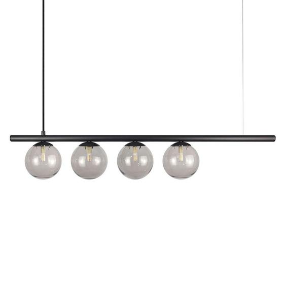 Lustre Pendente Figo PRETO - 4 Globos Esfera de Vidro Fumê - Trybo Design Menor preço em Lustre Pendente Figo PRETO - 4 Globos Esfera de Vidro Fumê - Trybo Design