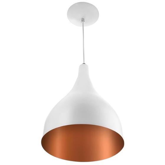 Imagem de Lustre Pendente Gota Média Alumínio 30cm Branco/Cobre