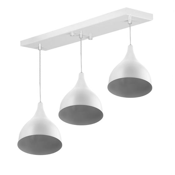 Imagem de Lustre Pendente Gota Triplo Base Retangular Branco