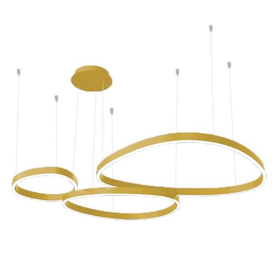 Imagem de Lustre Pendente Indie Casual Light Gold 3 Anéis Moderno Ring - GMH TRADE