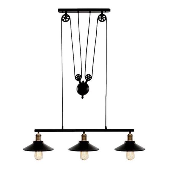 Lustre Pendente Industrial Retrô Preto Factory Regulável Bivolt 28018-3 Menor preço em Lustre Pendente Industrial Retrô Preto Factory Regulável Bivolt 28018-3