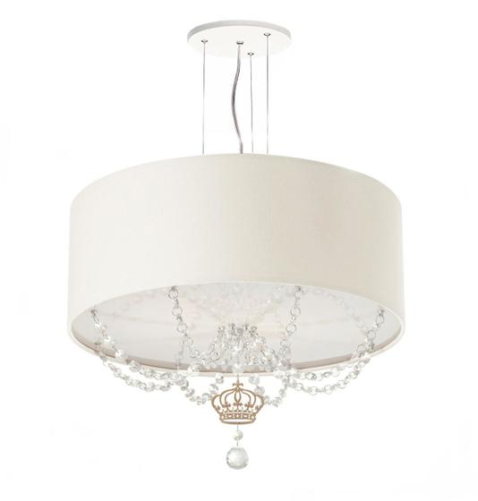 Imagem de Lustre Pendente Infantil Coroa Cúpula  Branco 50X15 3E27