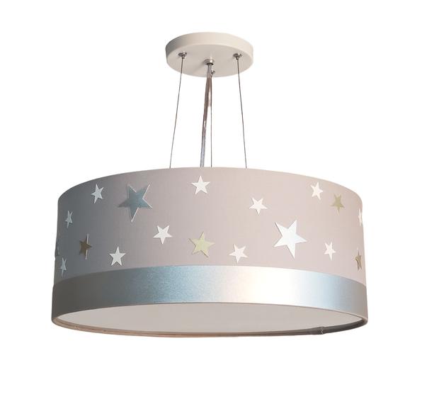 Imagem de Lustre Pendente Infantil Estrelas Cúpula 40x15 2e27 Cinza