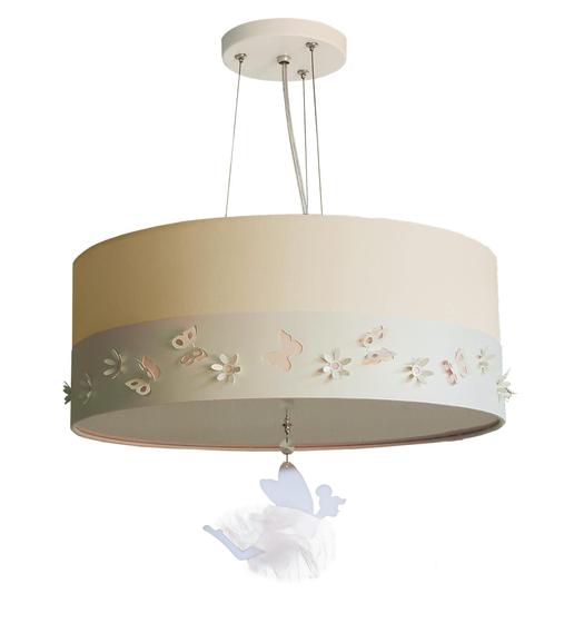 Imagem de Lustre Pendente Infantil Fadas Cúpula Crú 40X15 2E27