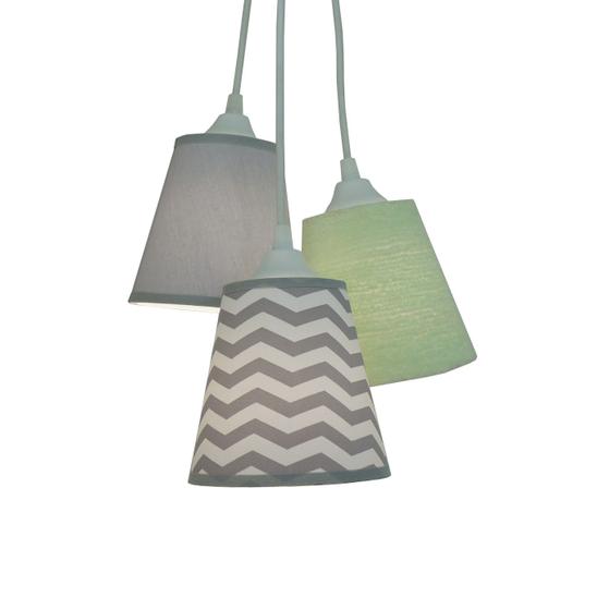 Imagem de Lustre Pendente Infantil Frufru Verde e Chevron Cinza