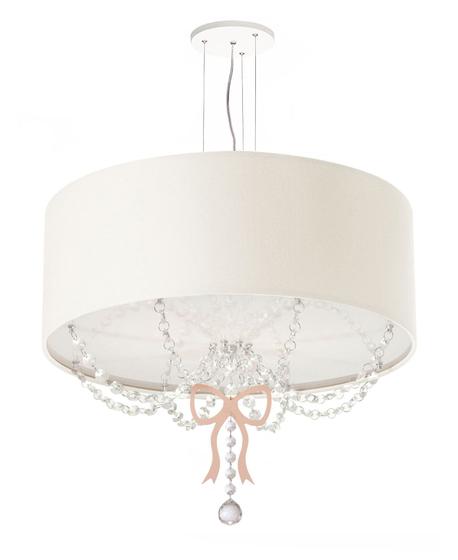 Imagem de Lustre Pendente Infantil Laço Cúpula  Branco 50X15 3E27