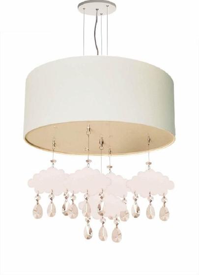 Imagem de Lustre Pendente Infantil Nuvens Com Cúpula 40X15 Branco