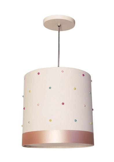 Imagem de Lustre Pendente Infantil Pérolas Coloridas - 25X25 Branco