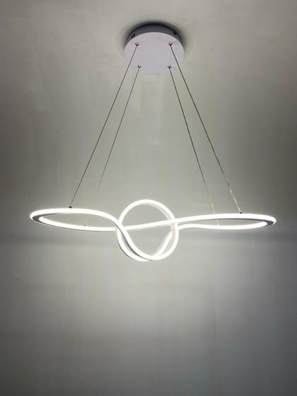 Imagem de Lustre Pendente Infinit Branco Moderno c/Controle 3 Tons Luz