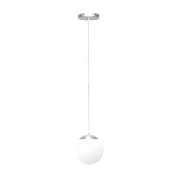 Imagem de Lustre pendente led globo vidro jabuticaba stuttgart escovado - branco frio