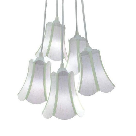 Lustre Pendente Luminária 5 Cúpulas Paris Detalhes em Verde Menor preço em Lustre Pendente Luminária 5 Cúpulas Paris Detalhes em Verde