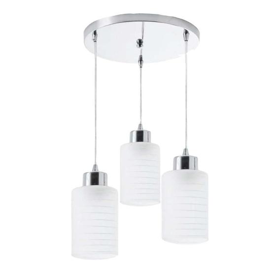 Imagem de Lustre Pendente Luminária de Teto Track em Vidro Leitoso 3xE27 Bivolt