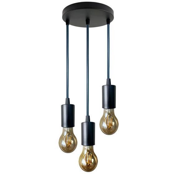 Imagem de Lustre Pendente Luminária Simples Triplo Industria Cabo 1,5M