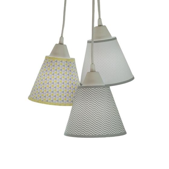 Imagem de Lustre Pendente Luminária Tecido Mini Chevron e Triângulos