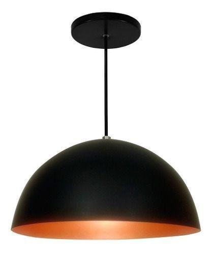 Lustre Pendente Meia Lua 40Cm Alumínio Preto Com Cobre é boa?
