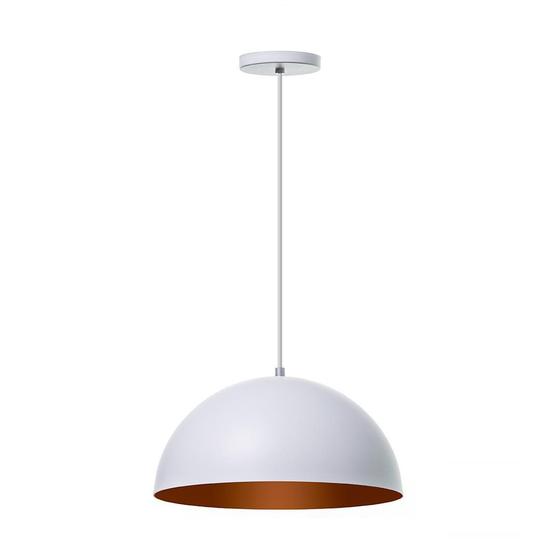 Imagem de Lustre Pendente Meia Lua Branco 30Cm Aluminio