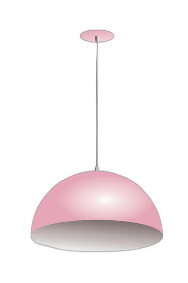 Imagem de Lustre Pendente Meia Lua Orby 40Cm Rosa Com Branco Rrjv