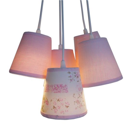 Imagem de Lustre Pendente Menina Patchwork Crie Casa Rosa