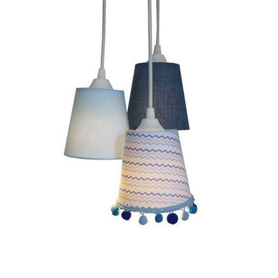 Imagem de Lustre Pendente Menino Cacho Pompom Tons de Azul