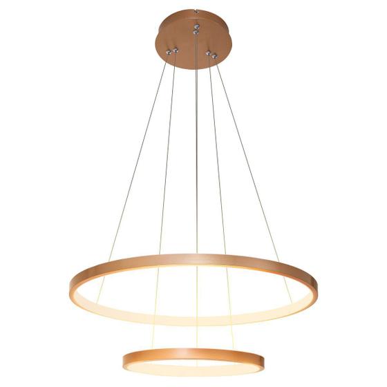 Lustre Pendente Moderno Anéis Led 40w 2 Arcos Cobre St549 Menor preço em Lustre Pendente Moderno Anéis Led 40w 2 Arcos Cobre St549