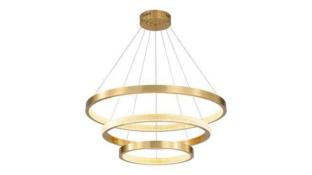 Imagem de Lustre pendente moderno dourado com 3 anéis em led 3000k - pa