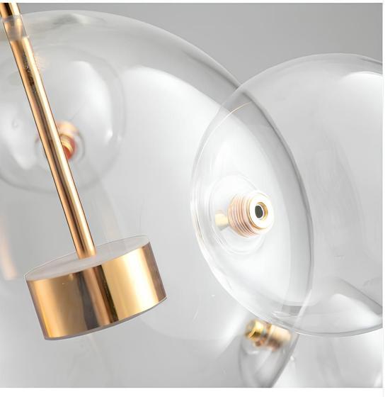 Imagem de Lustre pendente moderno dourado com bolhas de vidro transparente led integrado