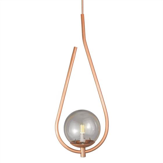 Imagem de Lustre Pendente ON DROP - BRONZE com globo de vidro Fumê