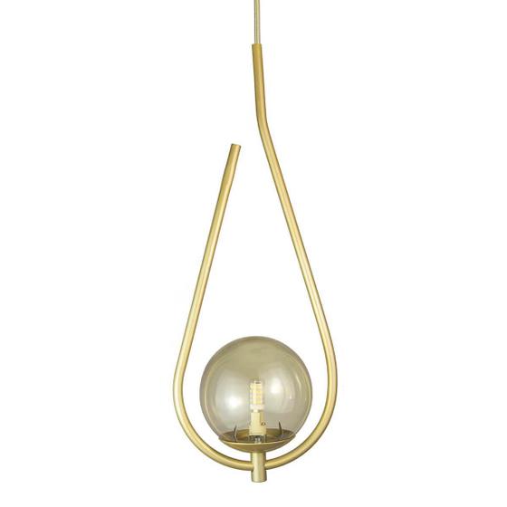 Imagem de Lustre Pendente On Drop - Dourado Com Globo De Vidro Âmbar