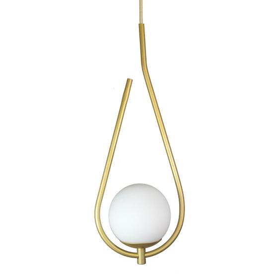 Imagem de Lustre Pendente ON DROP - DOURADO com globo de vidro Branco
