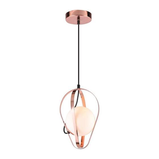 Imagem de Lustre Pendente Orluce Globe Drop Opalino Rose Gold E27 Bivo