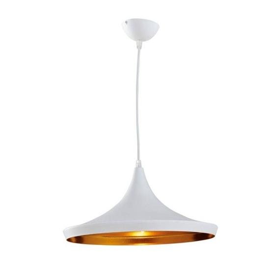 Imagem de Lustre Pendente Oxford Branco e Dourado 1 Lâmpada