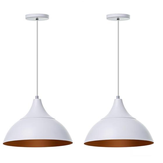 Imagem de Lustre Pendente Panamá Branco Com Cobre - Kit 2 Unidades